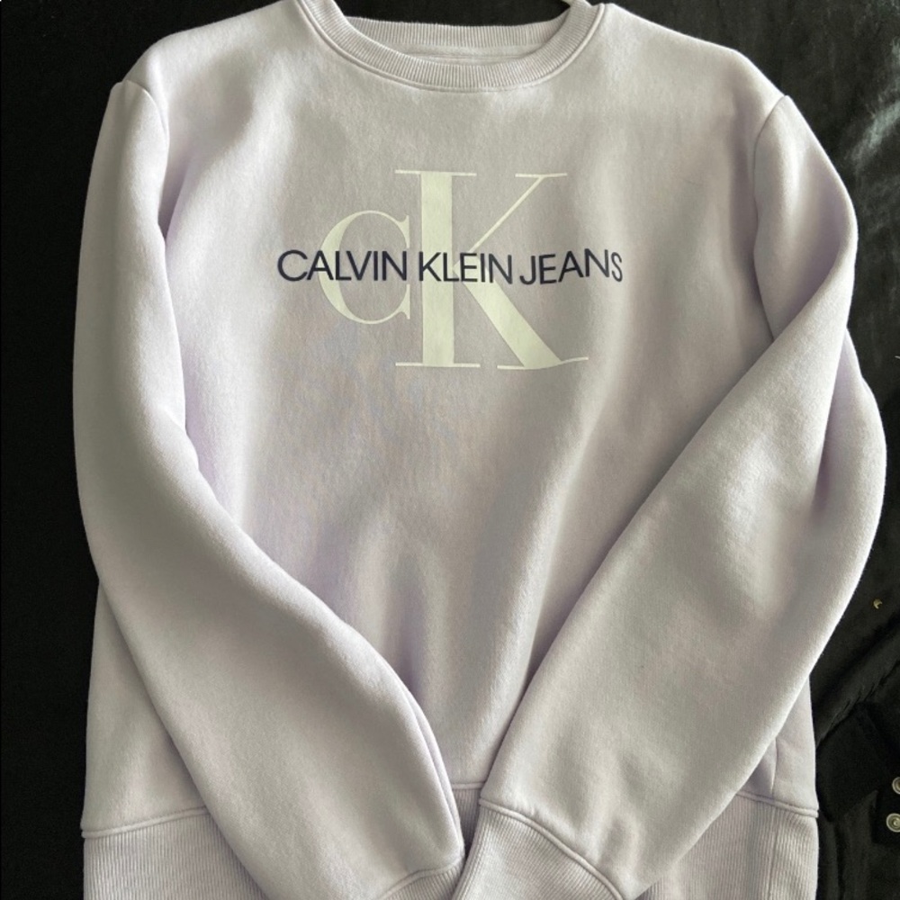 Calvin Klein white purple sweater